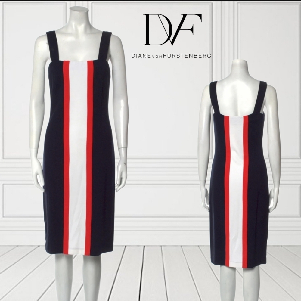 DIANE VON FURSTENBERGColorblock Pattern Midi Length Dress